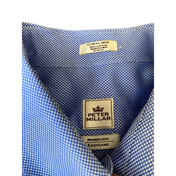 Peter Millar Blue Nanoluxe Easycare Mens Long Sleeve Button Down XL - Picture 6 of 10